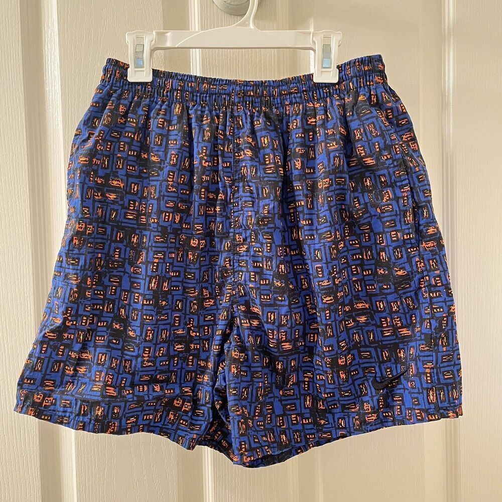 Vintage Nike Swim Trunks 90’s All Over Abstract Art Nylon Lined Shorts Mens M